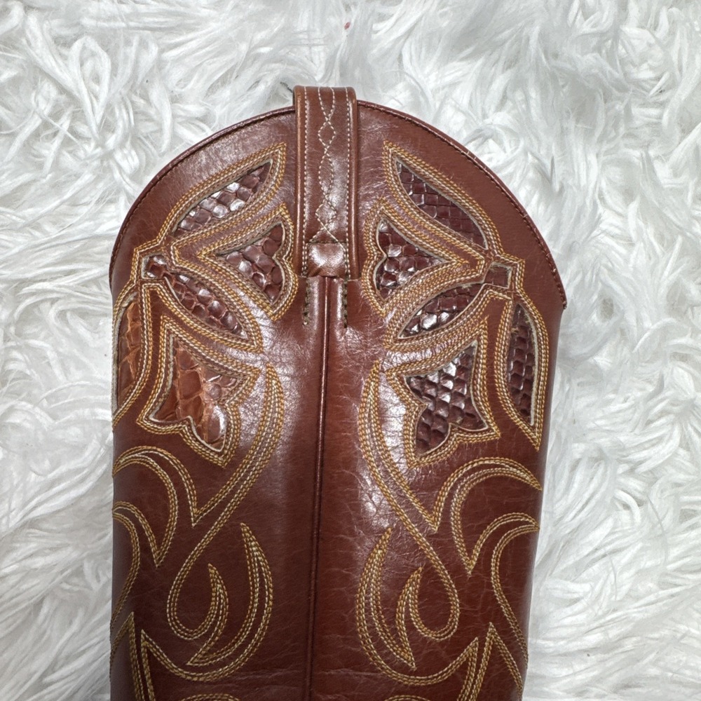 Vintage Dan Post Brown Front Cut Python Cowboy Bo… - image 5
